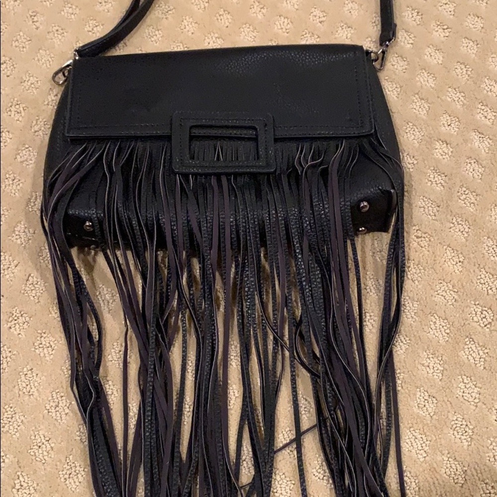 Black fringe crossbody